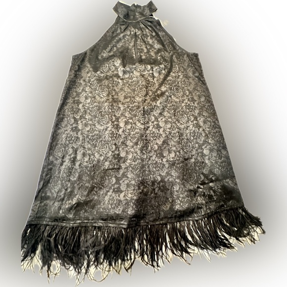 Wayf Dresses | Wayf Black Swing Halter Mini Feather Dress- Nwt Sz M black - Picture 3 of 13